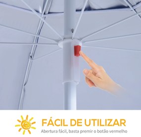 Chapéu de Sol de Praia com Painéis Laterais Tipo Tenda Chapéu de Sol para Praia com Proteção UV50 Φ210x222cm Azul