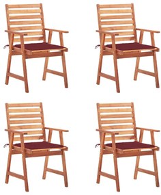 vidaXL Cadeiras de jantar p/ jardim 4 pcs c/ almofadões acácia maciça