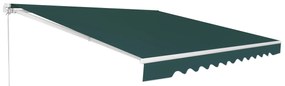 Toldo retrátil 4 x 2,5 m para varanda, terraço Cobertura em poliéster com manivela manual Estrutura em alumínio resistente Verde