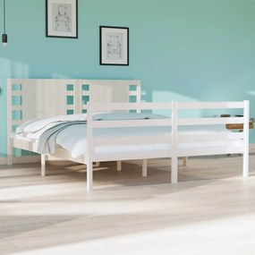 vidaXL Cama sem colchão 135x190 cm madeira de pinho maciça branco