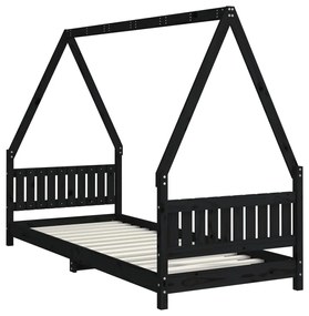 Estrutura de cama infantil 80x200 cm pinho maciço preto