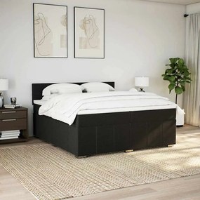 Cama com molas/colchão 200x200 cm tecido preto
