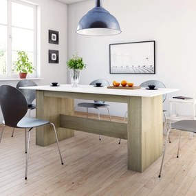 vidaXL Mesa de jantar 180x90x76 cm contrapl. branco e carvalho sonoma