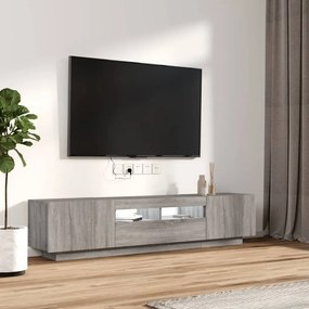 Conjunto móveis de TV 2 pcs c/ LEDs madeira cinzento-claro