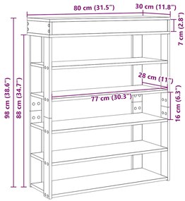 Sapateira 80x30x98 cm derivados de madeira branco