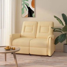 vidaXL Poltrona massagens 2 lug. reclinável tecido microfibra creme