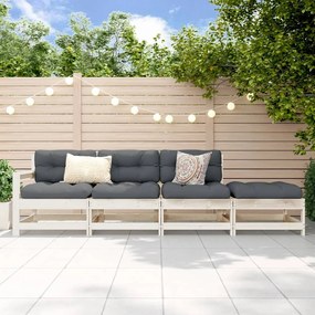 vidaXL 4 pcs conjunto lounge de jardim madeira de pinho maciça branco