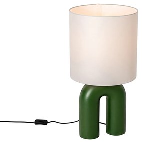 Candeeiro de mesa de design verde com abajur de linho branco - Lotti Design,Moderno