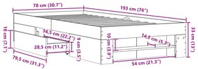 Estrutura cama s/ colchão derivados de madeira carvalho sonoma