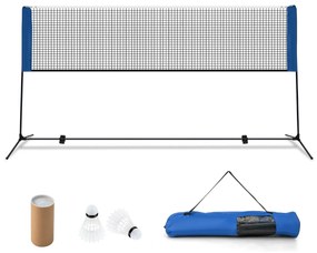 Conjunto de Raquetes de Badminton Dobráveis de 420 cm com Altura Ajustável de 89-155 cm com 2 lançadeiras e Bolsa de Transporte para Badminton Voleibo