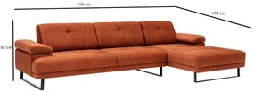 Sofá de Canto Mustang – Laranja – 314 x 174 cm