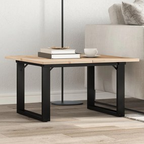 Mesa de centro estrutura em O 60x60x40 cm pinho e aço