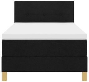 Cama Box com Colchão Preta 90x190 cm Tecido