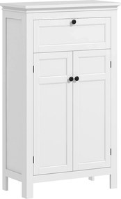 HOMCOM Armário Casa de Banho Móvel Casa de Banho com Gaveta 2 Portas e Prateleira Ajustável  60x30x102,5 cm Branco | Aosom Portugal