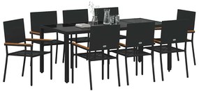 Conjunto de Jantar de Jardim de 9 Peças vidaXL Preto Rattan Polimérico