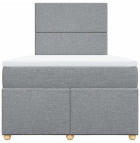 Cama boxspring com colchão 120x190 cm tecido cinzento-claro