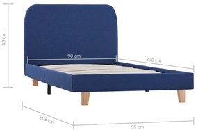 Estrutura de cama 90x200 cm tecido azul