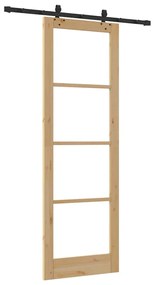 Porta Deslizante vidaXL com Conjunto de Hardware 78x232 cm Madeira Sól