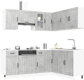 11 peças armário de cozinha conjunto Kalmar concreto cinza