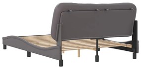 Estrutura cama c/ cabeceira 120x200cm couro artificial cinzento
