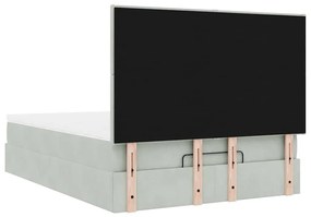 Estrutura cama otomana colchões 140x200cm veludo cinzento claro