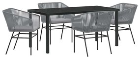 Conjunto de Jantar de Jardim 5 Peças com Almofadas Cinza em Rattan Pol