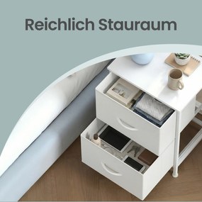 Conjunto de 2 mesas de cabeceira, com duas gavetas 30 x 39,6 x 52,2 cm Brancas