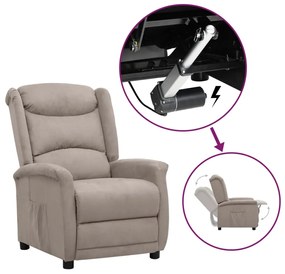 vidaXL Poltrona elevatória tecido de microfibra cinzento-acastanhado
