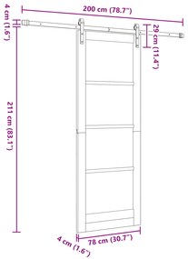 Porta Deslizante vidaXL com Conjunto de Ferragens 78x211 cm Madeira Só