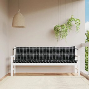 vidaXL Almofadão p/ banco jardim 200x50x7cm tecido padrão xadrez preto
