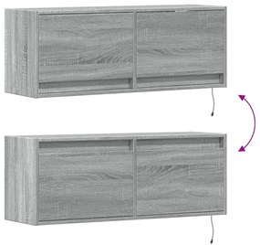 Móvel de parede p/ TV c/ luzes LED 100x31x35 cm cinzento sonoma