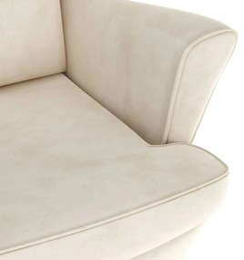 Poltrona de descanso com banco veludo cor creme