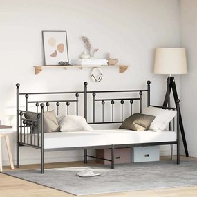 vidaXL Estrutura de cama de dia com cabeceira Preto 75 x 190 cm Aço