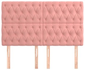 Cabeceira de cama 4 pcs veludo 72x7x78/88 cm rosa