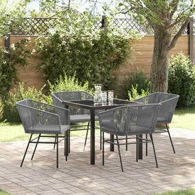 vidaXL Conjunto de 3 Cinza Vime PE 4 lugares