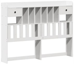 Cama com estante sem colchão 140x190 cm pinho maciço branco