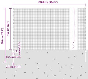 Cerca de Malha Soldada com 22 Postes U Prateado 1.6x25 m Aço