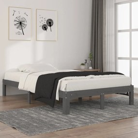 vidaXL Estrutura de cama 120x200 cm pinho maciço cinzento