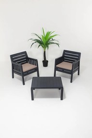 Conjunto de Jardim Antracite – 2 Sofás de 1 Lugar e Mesa de Centro – D