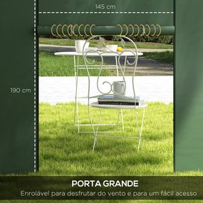 Paredes Laterais para Tenda de 2 Painéis 3x2 m com Janela Enrolável e Porta com Fecho de Correr para Tenda 3x3/6m Verde