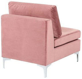 Sofá de canto de 3 lugares em veludo rosa com repousa-pés EVJA Beliani