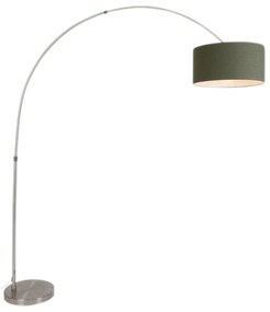 Candeeiro de Arco em Aço com Abajur Verde Musgo 50/50/25 - XXL Moderno