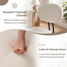 Conjunto de 2 cadeiras de jantar com assento e encosto almofadados, Estrutura em metal, capacidade de 150 kg, para restaurante ou sala de estar, cor c