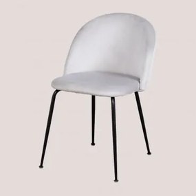 Pack 4 Cadeiras de Jantar de Veludo Kana Design Cinza Pérola & Preto - Sklum