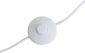 Candeeiro de pé tripé de madeira com abajur listrado branco e bege 50cm - Lou