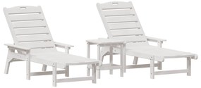 Conjunto de Lounge de Jardim com 3 Peças Branco HDPE, vidaXL Espreguiç