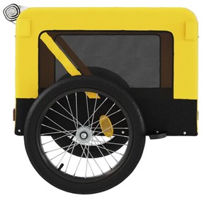 Reboque bicicleta p/ animais tecido oxford/ferro amarelo/preto