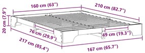 Estrutura de cama de chão Castanho 160 x 210 cm Madeira maciça