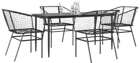 vidaXL Conjunto de jantar jardim 5 peças vidro vime PE preto