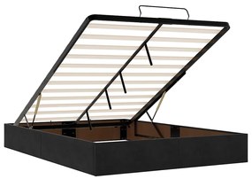 Estrutura de cama otomana sem colchão 140x190 cm veludo preto